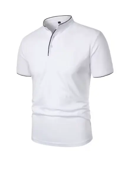 White Chinese M - Round Neck Collar T-shirt: Casual, Non-Fading, Short-Sleeved Cotton