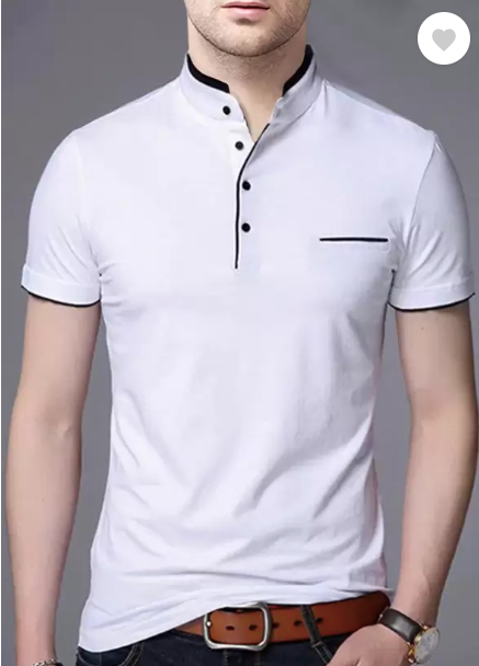 White Chinese M - Round Neck Collar T-shirt: Casual, Non-Fading, Short-Sleeved Cotton