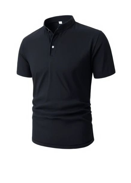 Black Chinese XL- Round Neck Collar T-shirt: Casual, Non-Fading, Short Sleeved Cotton