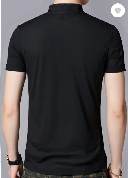 Black Chinese XL- Round Neck Collar T-shirt: Casual, Non-Fading, Short Sleeved Cotton
