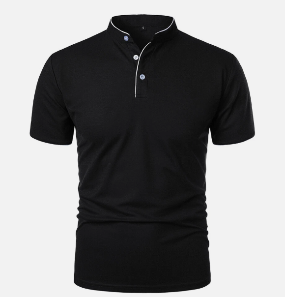 Black Chinese XL- Round Neck Collar T-shirt: Casual, Non-Fading, Short Sleeved Cotton