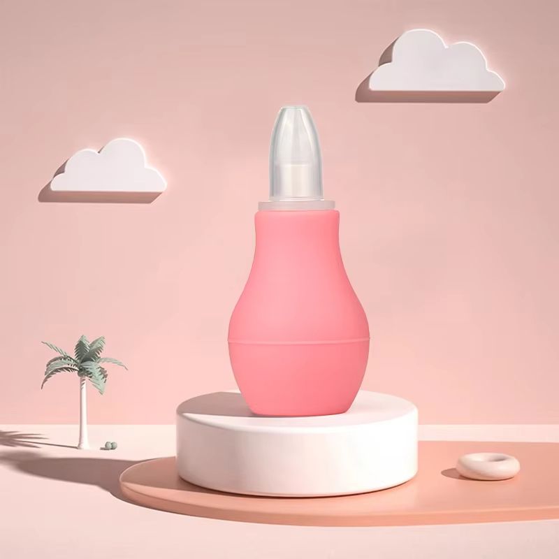 Simple New Born Silicone Baby Safety Nose Cleaner Vacuum Suction Children Nasal Aspirator New Baby Care Diagnostic-tool Vacuum Sucker Pink