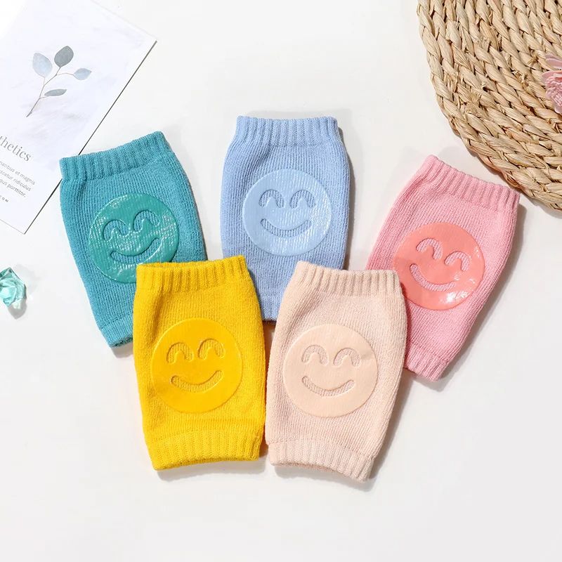 1 Pair Baby Knee Pad Baby Leg Warmer Smile Girl Boy Kids Safety Crawling Elbow Cushion Infant Toddlers Knee Support Protector Children Kneecap
