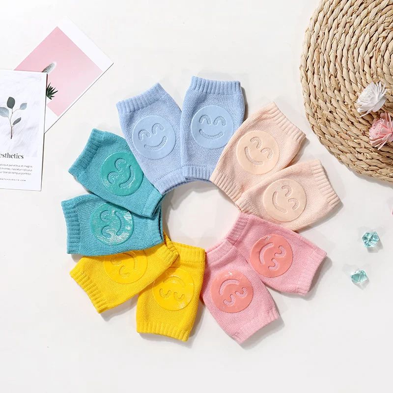 1 Pair Baby Knee Pad Baby Leg Warmer Smile Girl Boy Kids Safety Crawling Elbow Cushion Infant Toddlers Knee Support Protector Children Kneecap