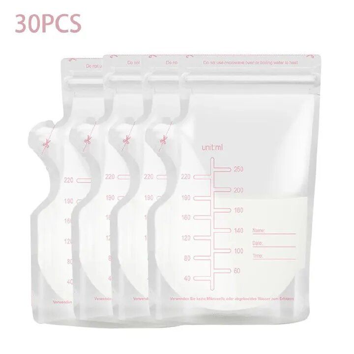 30Pcs Breastmilk Storage Bags for Breastfeeding Doubled Sealed Breast Milk Storing Bags BPA Free Self Standing Breastmilk Bags Baby Safe Feeding Bags