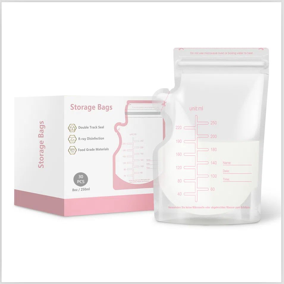30Pcs Breastmilk Storage Bags for Breastfeeding Doubled Sealed Breast Milk Storing Bags BPA Free Self Standing Breastmilk Bags Baby Safe Feeding Bags