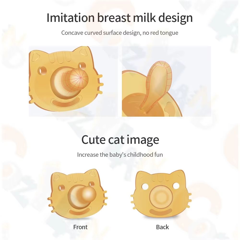 New Creative Silicone Bear Pacifier Day Round Head Night Flat Head Storage Box Chain Baby Teether Toys Newborn Pacifier Breastmilk-like design No crying for baby