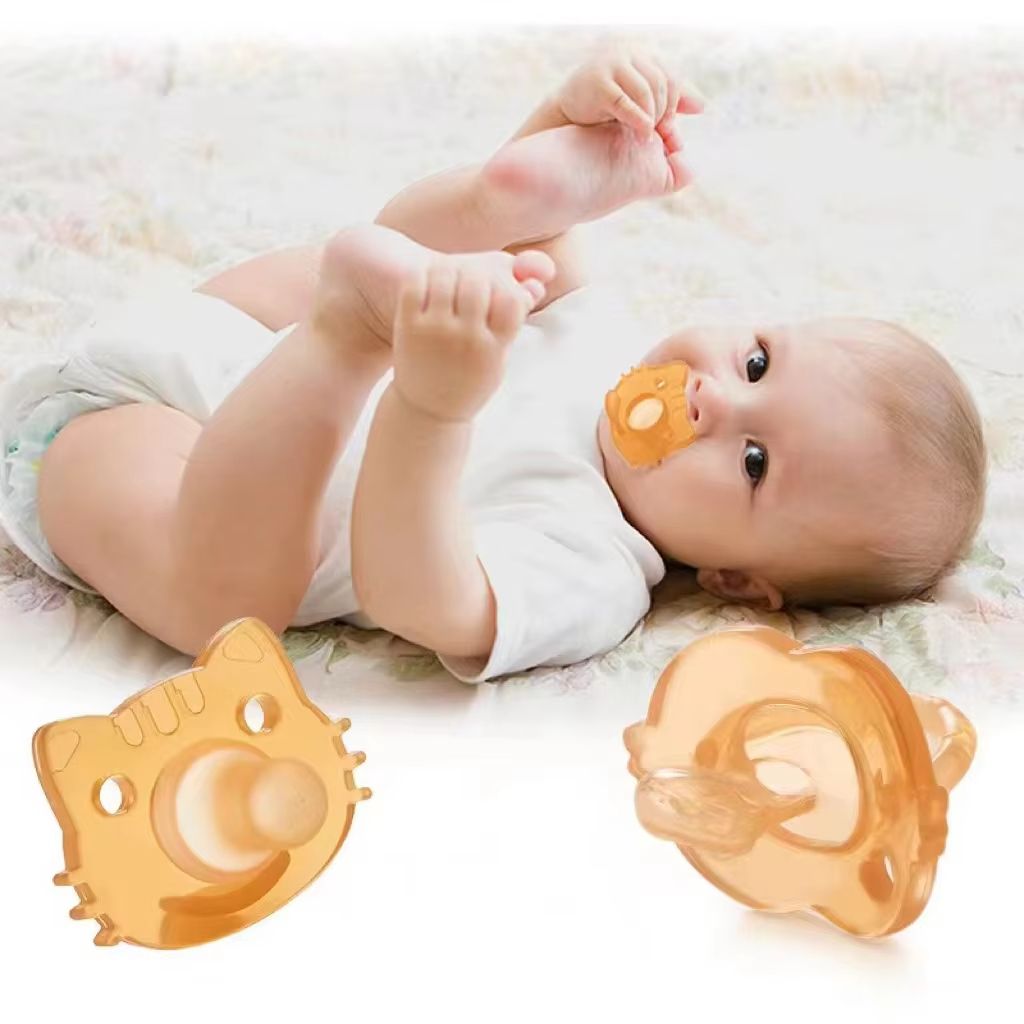 New Creative Silicone Bear Pacifier Day Round Head Night Flat Head Storage Box Chain Baby Teether Toys Newborn Pacifier Breastmilk-like design No crying for baby