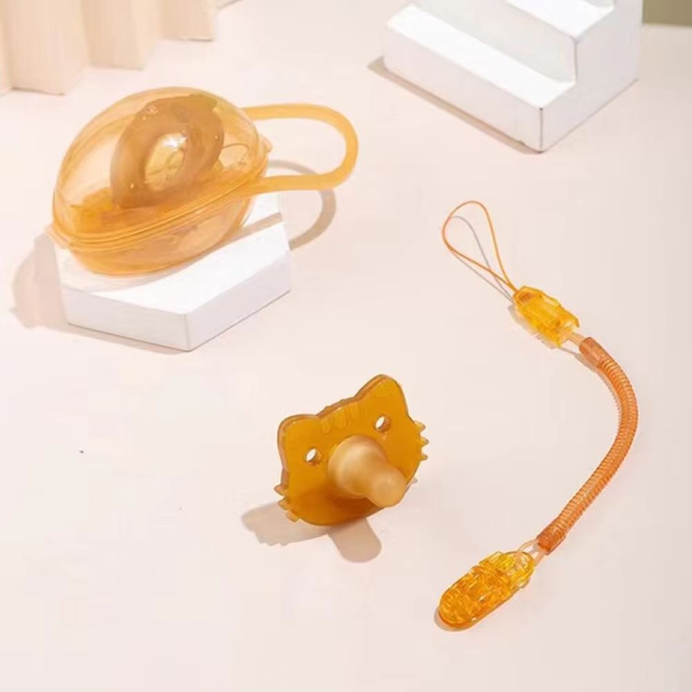 New Creative Silicone Bear Pacifier Day Round Head Night Flat Head Storage Box Chain Baby Teether Toys Newborn Pacifier Breastmilk-like design No crying for baby