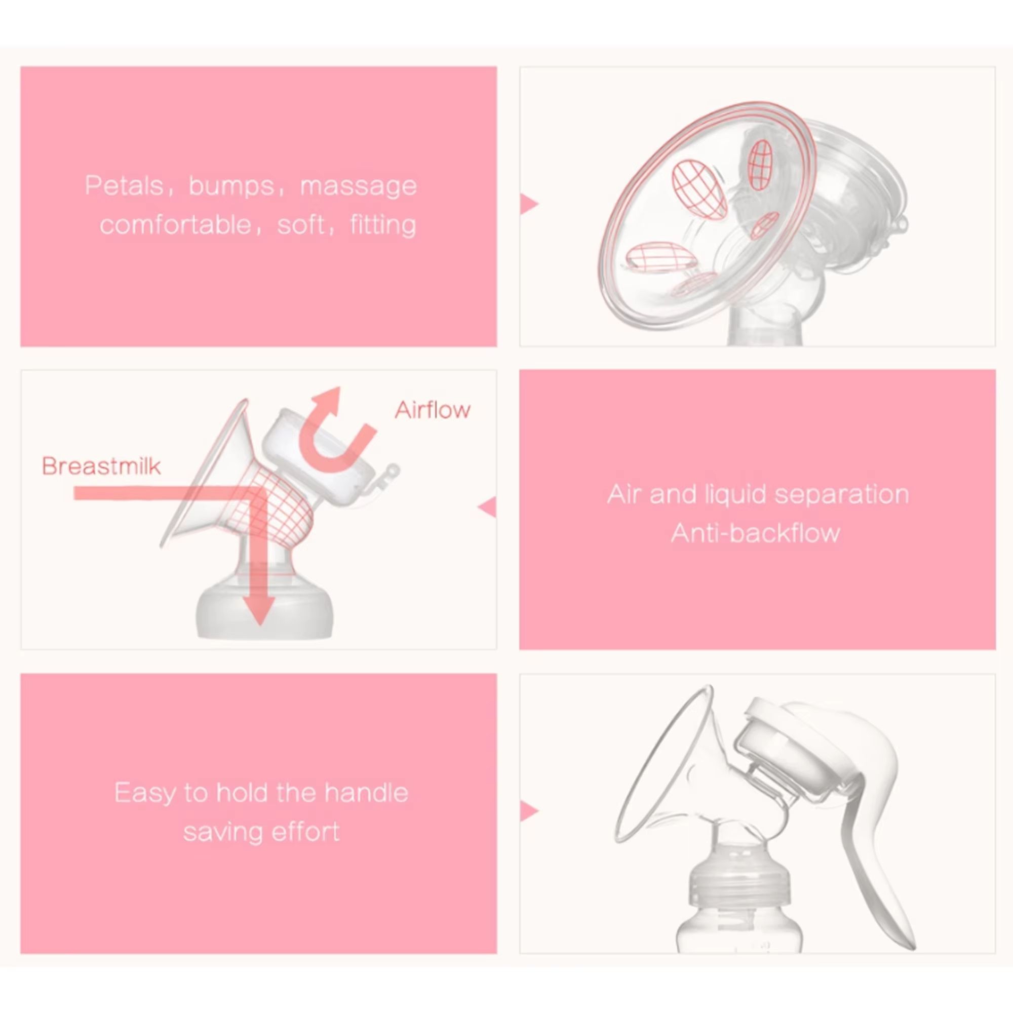 Manual breast pump, dual-purpose for both bottle and breast milk storage cup, preferred for breastfeeding mothers