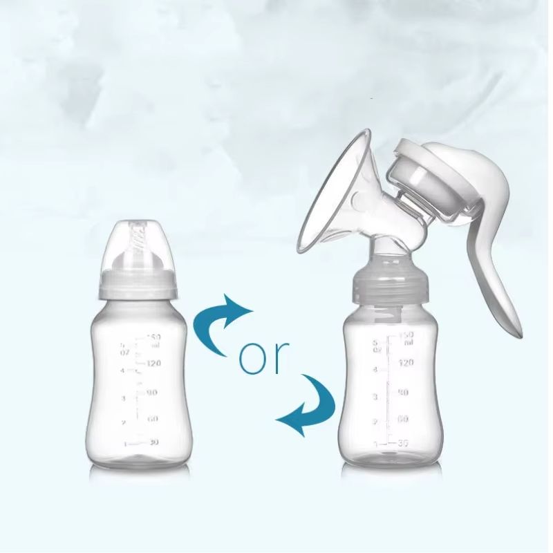 Manual breast pump, dual-purpose for both bottle and breast milk storage cup, preferred for breastfeeding mothers