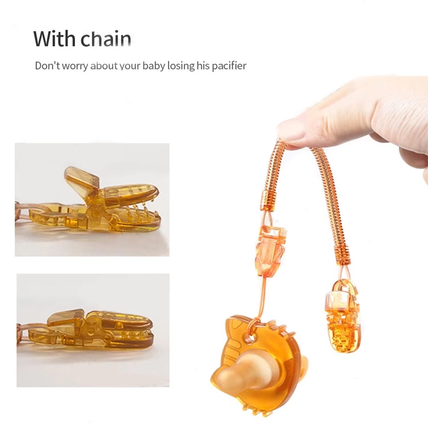 New Creative Silicone Bear Pacifier Day Round Head Night Flat Head Storage Box Chain Baby Teether Toys Newborn Pacifier Breastmilk-like design No crying for baby