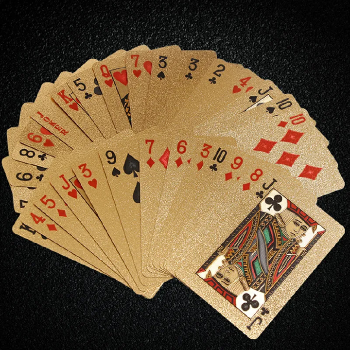24K Gold Playing Cards Plastic Poker Game Deck Foil Pokers pack Magic Cards Durable Waterproof Card Gift for Parties and Games