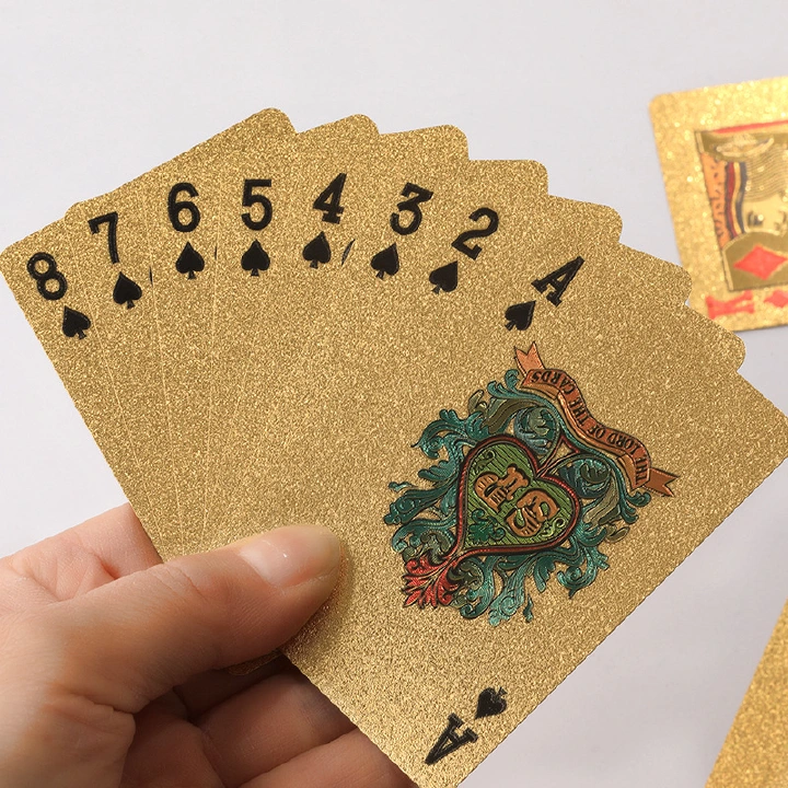 24K Gold Playing Cards Plastic Poker Game Deck Foil Pokers pack Magic Cards Durable Waterproof Card Gift for Parties and Games