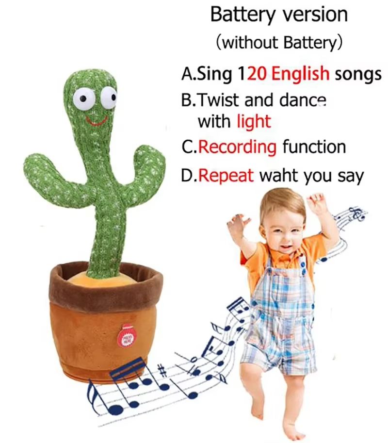 Talking Cactus Baby Toy Dancing Cactus Repeats What You say for Kids with 120 English Songs Dancing Toy for Gift Toddle Girls Boys