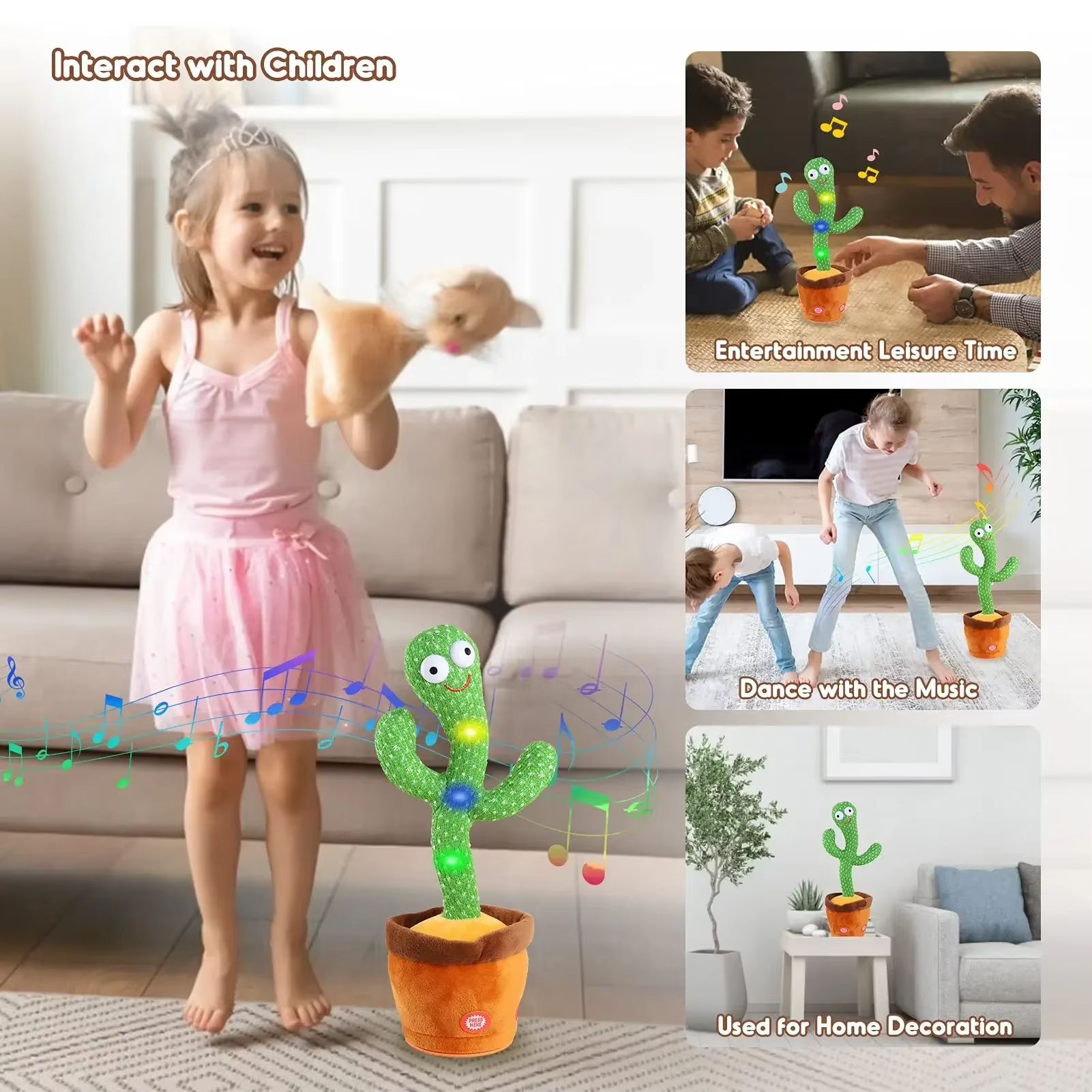 Talking Cactus Baby Toy Dancing Cactus Repeats What You say for Kids with 120 English Songs Dancing Toy for Gift Toddle Girls Boys
