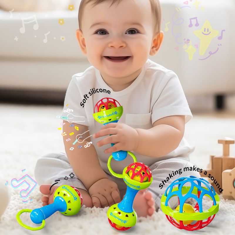 Baby Rattle Toys Textured Hand Touch Grasp Balls Newborn Gift Baby Sensory Developmental Educational Toys 0-36 Months Babies