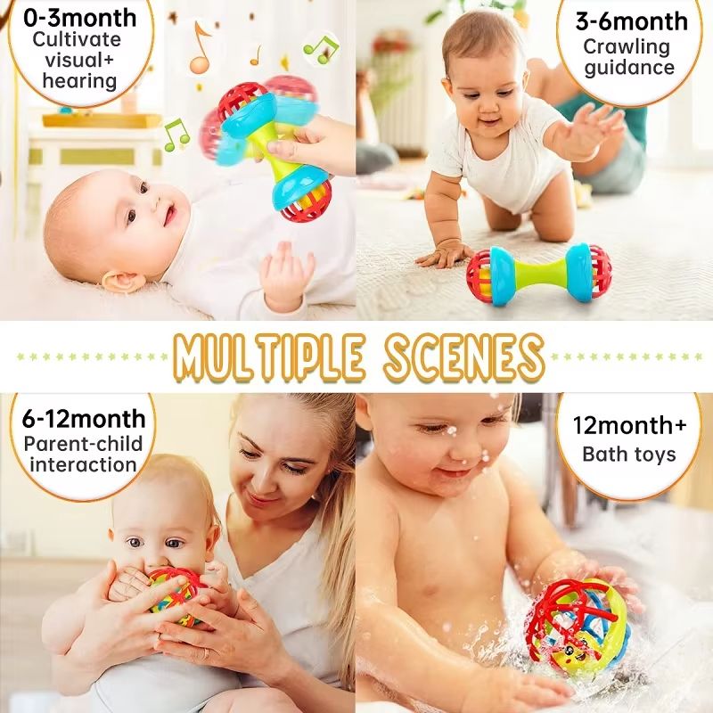 Baby Rattle Toys Textured Hand Touch Grasp Balls Newborn Gift Baby Sensory Developmental Educational Toys 0-36 Months Babies