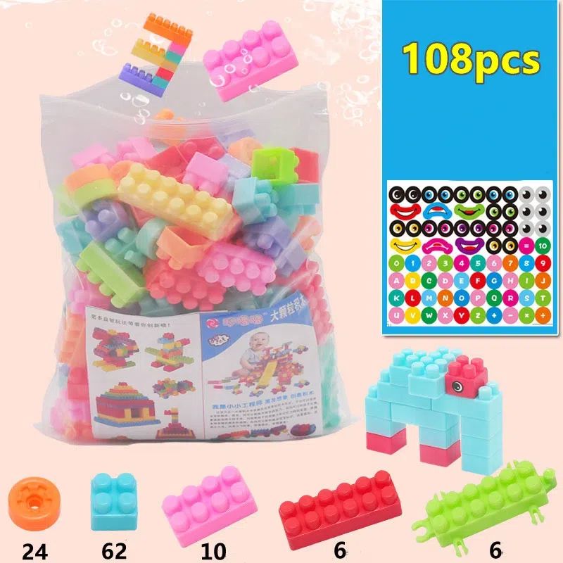 108 Pcs Kids Children DIY Puzzle Building Blocks Learning Educational Toys christmas gifts