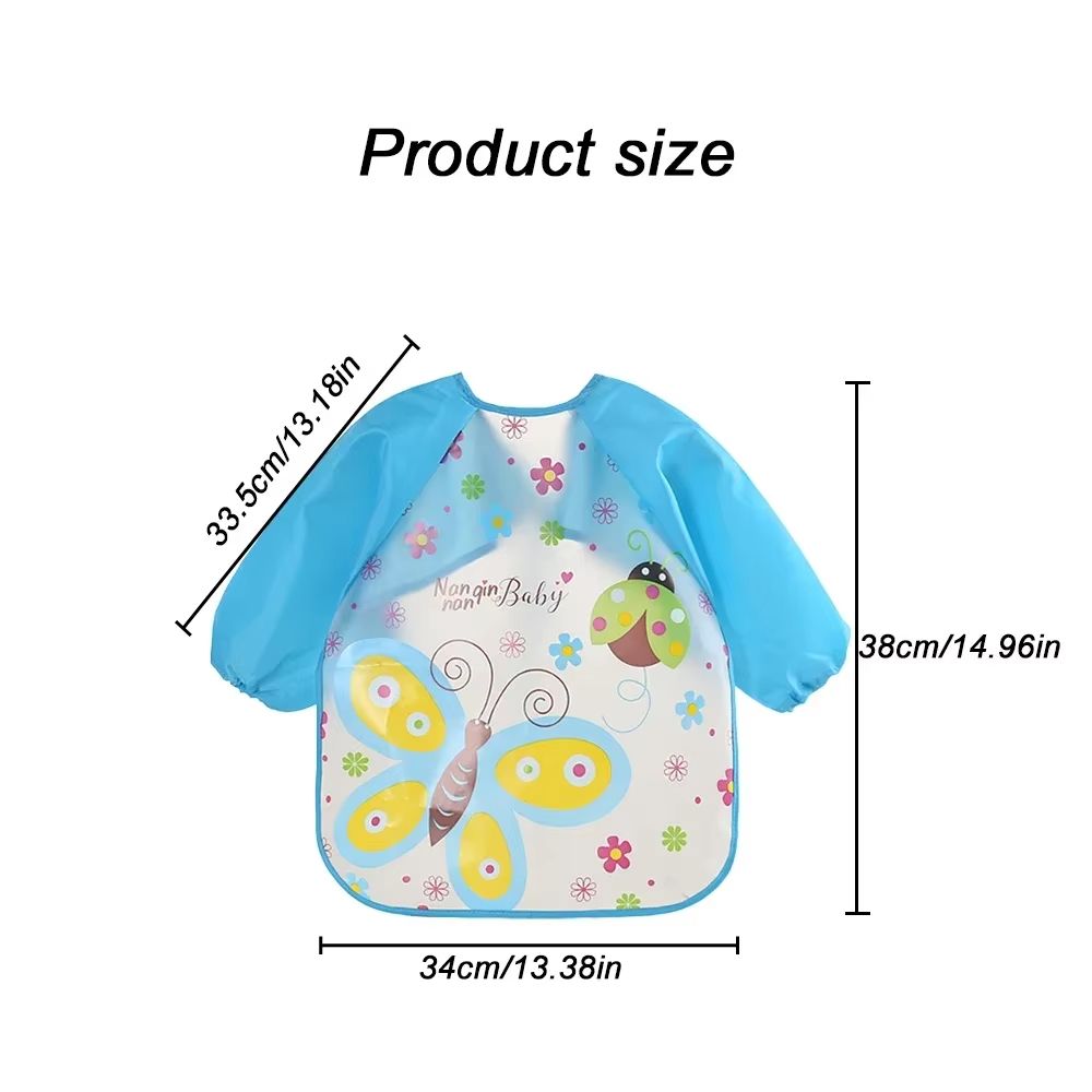 0-3 Years Baby EVA Waterproof Anti-dirty Bib Long Sleeve Strap Coat Dirt Proof Soft Feeding Bib Cute Cartoon Pattern Burp Cloths
