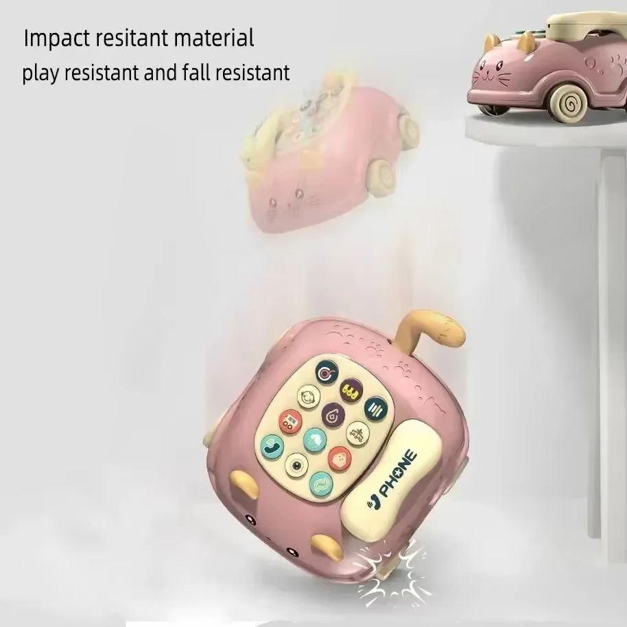 Baby 3-in-1 Musical Phone Toys Toddler Interactive Learning Toy with Lights Cat Telephone Story Early Education Montessori Gift
