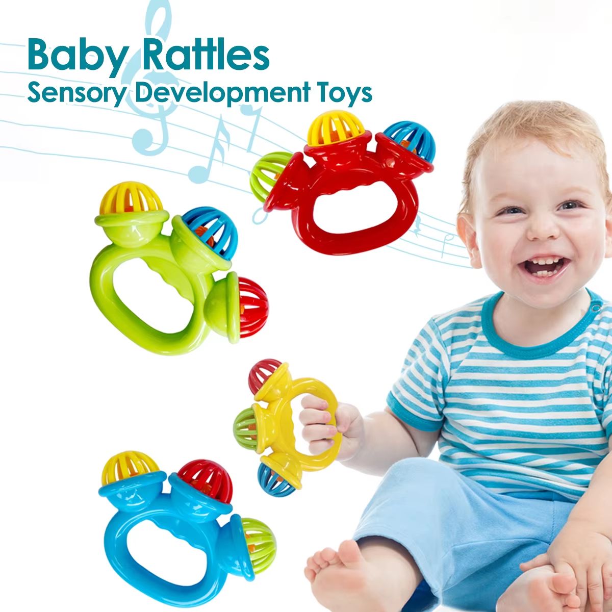Baby Hand Rattle Ball Toys Newborn Grasping Hand Bell Sensory Toys Kids Safety Materials Toys for 0-36 Months Baby Children Gift