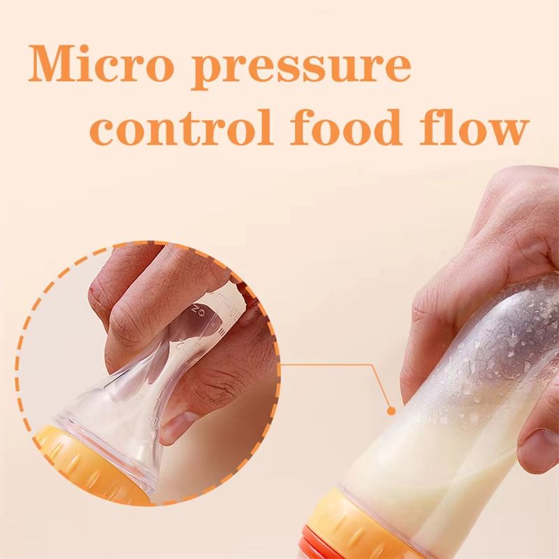 Squeezing Feeding Bottle Silicone Newborn Baby Training Rice Cereal Food Spoon Supplement Feeder Safe Useful Tableware for Kids