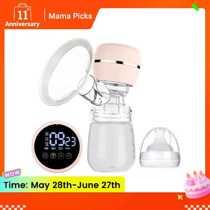 New Electric Breast Pump Machine With Suction For Breast Milk Postpartum Massage Painless And Silent Breast Pump Charging with 180ml Milk Bottle
