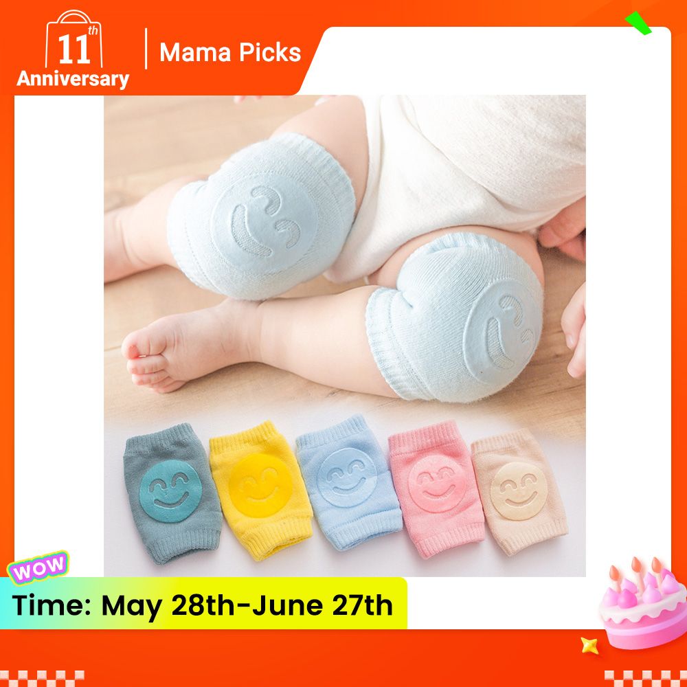 1 Pair Baby Knee Pad Baby Leg Warmer Smile Girl Boy Kids Safety Crawling Elbow Cushion Infant Toddlers Knee Support Protector Children Kneecap