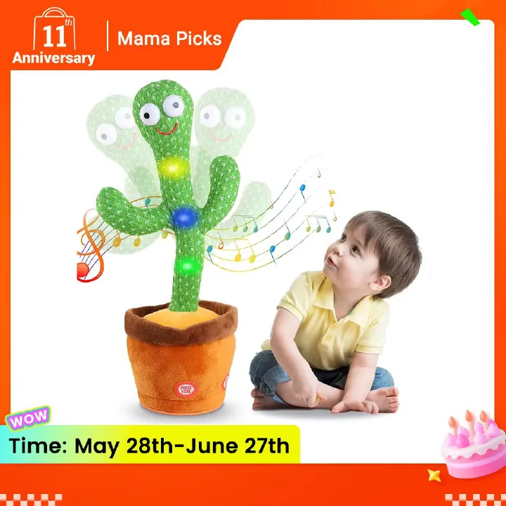 Talking Cactus Baby Toy Dancing Cactus Repeats What You say for Kids with 120 English Songs Dancing Toy for Gift Toddle Girls Boys