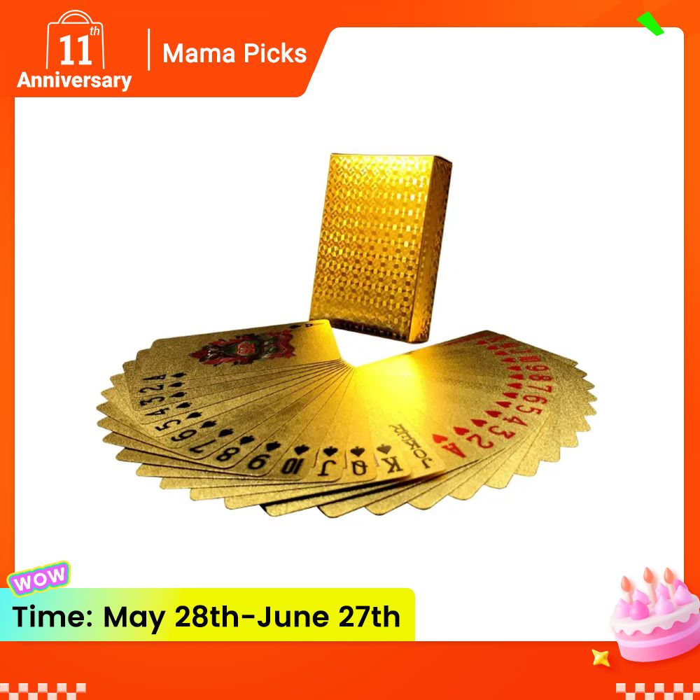 24K Gold Playing Cards Plastic Poker Game Deck Foil Pokers pack Magic Cards Durable Waterproof Card Gift for Parties and Games