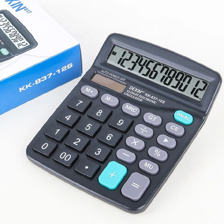 12-Digit Large LCD Display Calculator Standard Function Calculator with Solar & Battery Dual Power for Home Basic Desktop Office