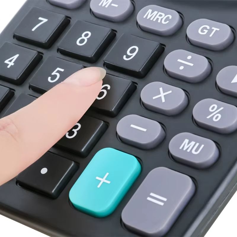 12-Digit Large LCD Display Calculator Standard Function Calculator with Solar & Battery Dual Power for Home Basic Desktop Office
