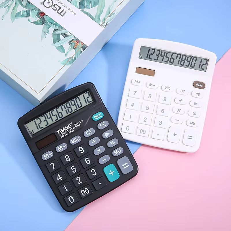 12-Digit Large LCD Display Calculator Standard Function Calculator with Solar & Battery Dual Power for Home Basic Desktop Office