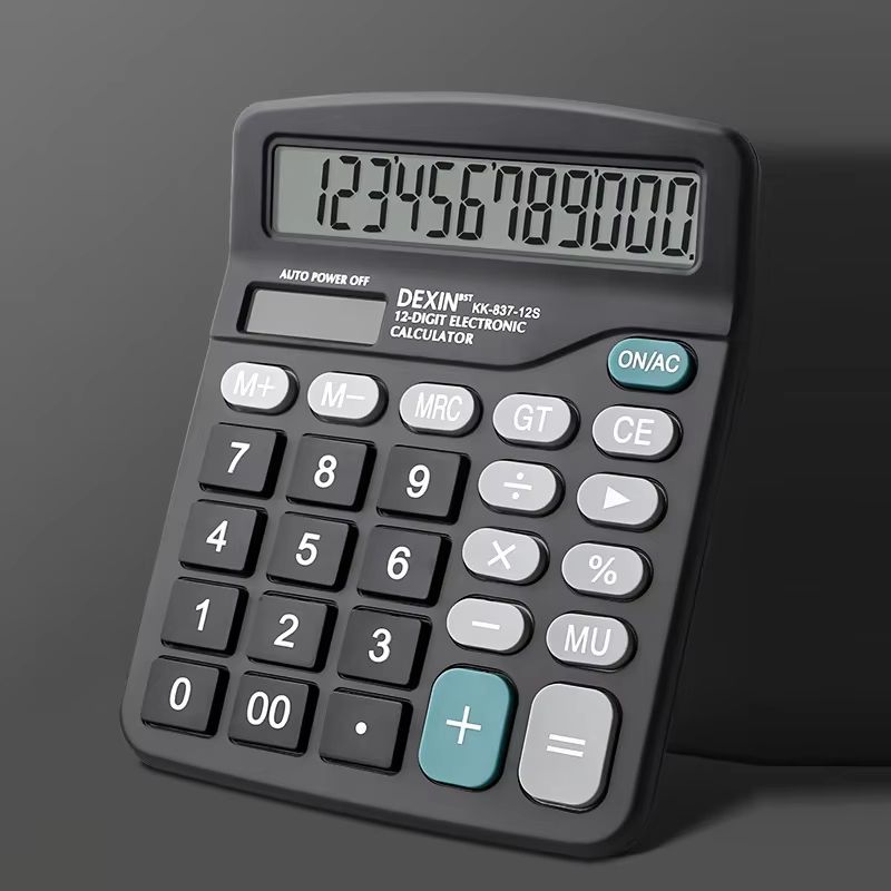 12-Digit Large LCD Display Calculator Standard Function Calculator with Solar & Battery Dual Power for Home Basic Desktop Office