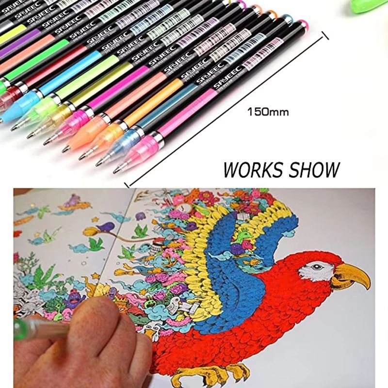 24/12 Colors Glitter Highlighter Set Fine Point Marker Pen Art Stationery Supplies for Doodling Scrapbooking Drawing Writing Sketching