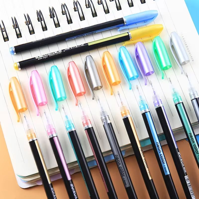 24/12 Colors Glitter Highlighter Set Fine Point Marker Pen Art Stationery Supplies for Doodling Scrapbooking Drawing Writing Sketching