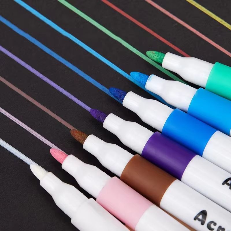 24/12 Colores Set Acrylic Paint Art Marker Pen Rock Painting for Kids Graffiti Stone Ceramic Glass Wood DIY Crafts Art Supplies