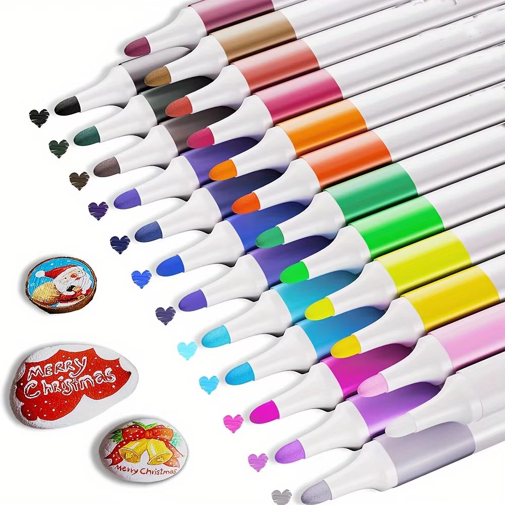 24/12 Colores Set Acrylic Paint Art Marker Pen Rock Painting for Kids Graffiti Stone Ceramic Glass Wood DIY Crafts Art Supplies