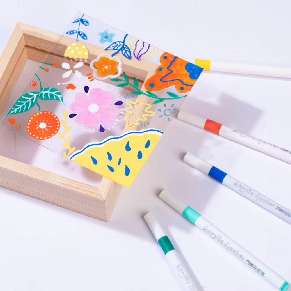 24/12 Colores Set Acrylic Paint Art Marker Pen Rock Painting for Kids Graffiti Stone Ceramic Glass Wood DIY Crafts Art Supplies