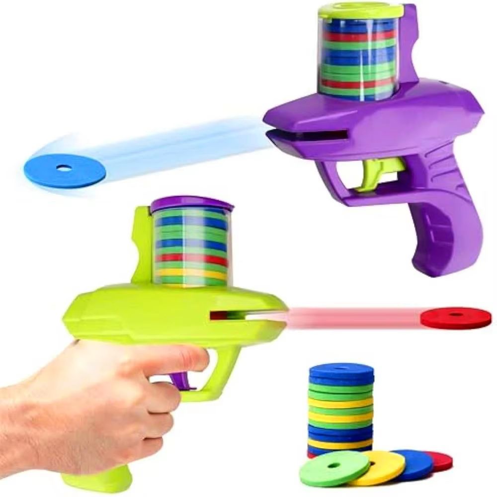 Kids Outdoor Game Foam Disc Radish Gun Toy Flying Disc Shooting Launcher Fight Soft Gun Boys Girls Interactive Parent-child Sport Toy