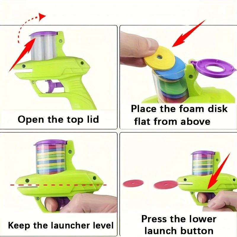 Kids Outdoor Game Foam Disc Radish Gun Toy Flying Disc Shooting Launcher Fight Soft Gun Boys Girls Interactive Parent-child Sport Toy