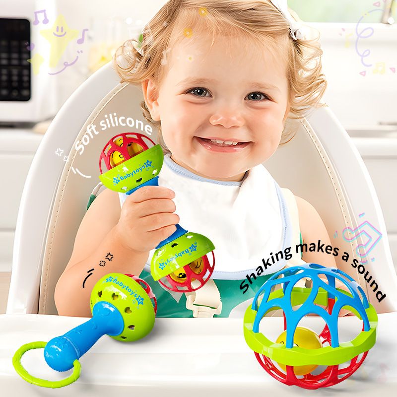 Baby Rattle Toys Textured Hand Touch Grasp Balls Newborn Gift Baby Sensory Developmental Educational Toys 0-36 Months Babies