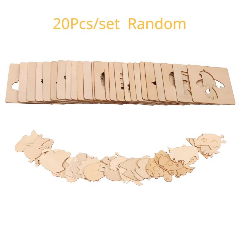 20pcs Montessori Kids Toys Drawing Toys Wooden DIY Painting Template Stencils Learning Educational Toys for Children Gift