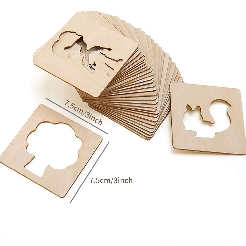 20pcs Montessori Kids Toys Drawing Toys Wooden DIY Painting Template Stencils Learning Educational Toys for Children Gift