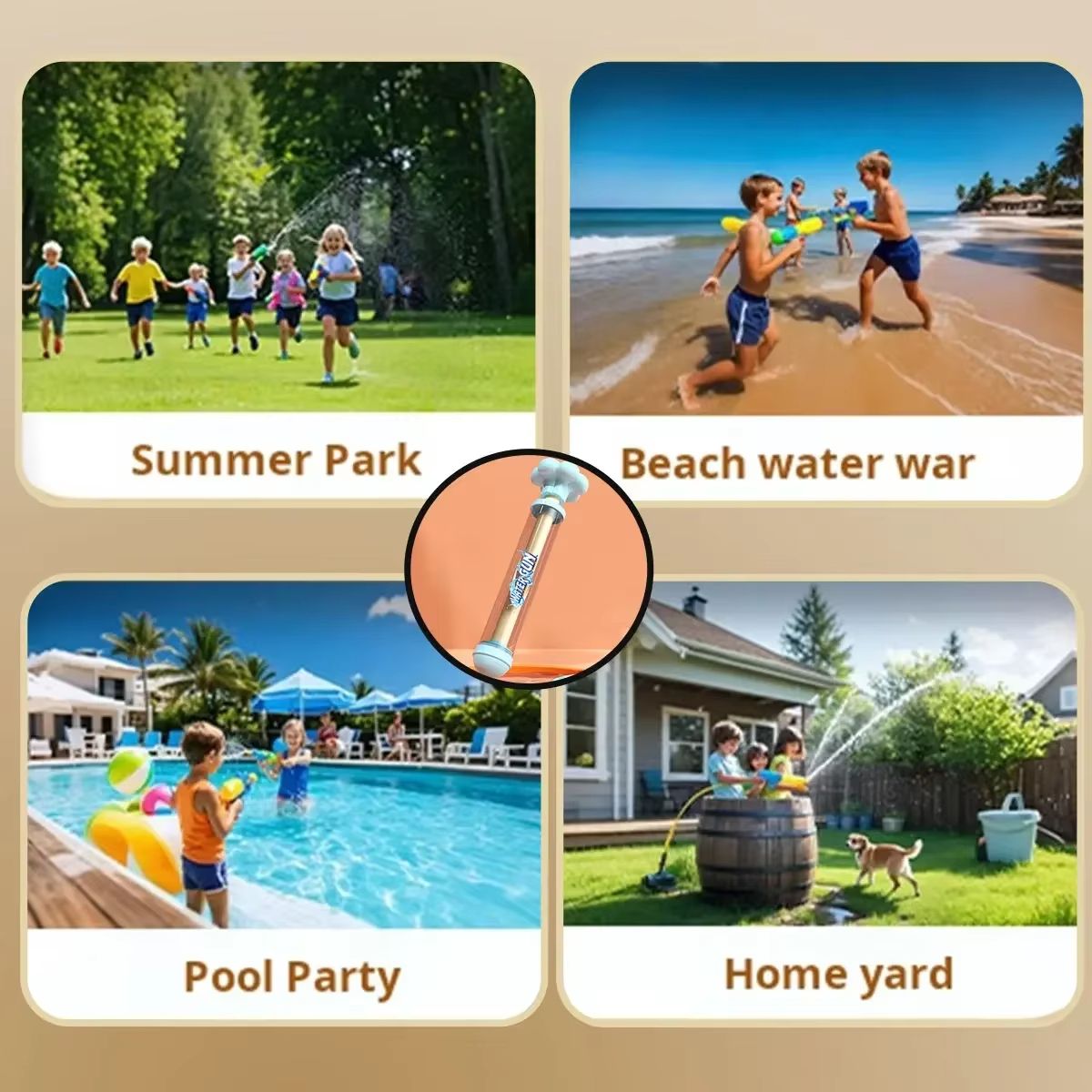 Fireworks Spray Water Pull-Back Water Gun Outdoor Splash Games for Pool Lawn Activities Kids Summer Interactive Water Spray Toys Beach Gift