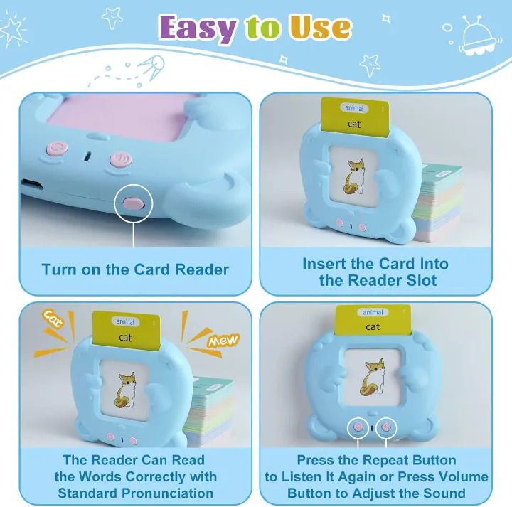 Talking Flash Cards Toddlers Learning Machine Early Educational Language Electronic Audio Book Kid Flashcards Montessori Toys