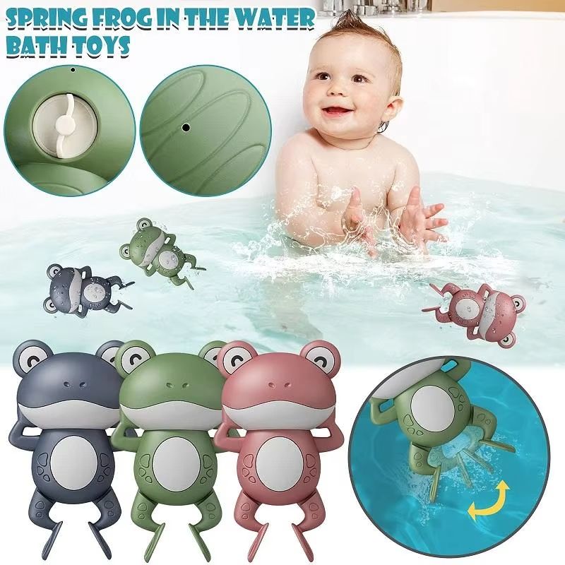 Bath Toys for Toddlers Chain Clockwork Swim Backstroke Little Frog Baby Bathe Cute Appease Animal Toy Gift Bath Toys Kids
