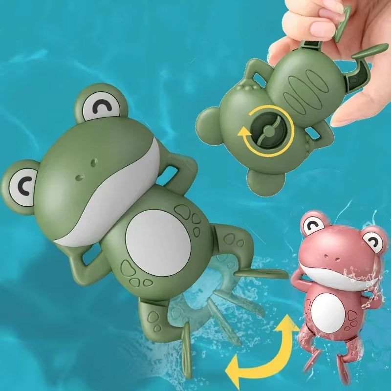 Bath Toys for Toddlers Chain Clockwork Swim Backstroke Little Frog Baby Bathe Cute Appease Animal Toy Gift Bath Toys Kids
