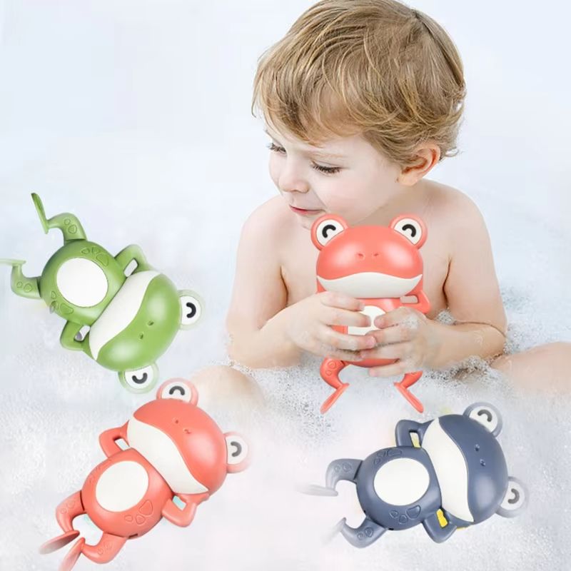 Bath Toys for Toddlers Chain Clockwork Swim Backstroke Little Frog Baby Bathe Cute Appease Animal Toy Gift Bath Toys Kids